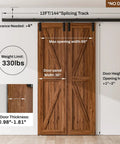 12FT Heavy Duty Aluminum Box Rail for Double Barn Door Hardware, weight limit 330 lbs, showing clearances and dimensions.