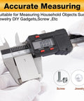 6 Inch Stainless Steel Digital Caliper With Large LCD Display Effortless Inch And Metric Conversion Vernier Micrometer Precision Gauge For Machinists Woodworking And DIY Pros held by hands measuring