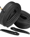 Heavy Duty 26 Inch Bike Tube Set 26x1.75, 26x1.95, 26x2.10, 26x2.125 with 2 tire levers, 48mm Schrader Valve, black
