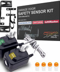 Universal Garage Door Safety Sensor Kit With Brackets, Drop-In Replacement For Most Openers After 1997, product box and sensors