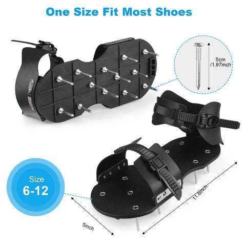 Lawn Aerator Shoes With 26 Stainless Steel Nails Adjustable Loop Strap And Snap On Buckle Easy Install for shoe sizes 6-12