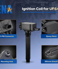 Set of 6 Ignition Coils and Iridium Spark Plugs UF648 showing epoxy resin and silicone sheath details