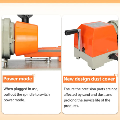 Beast 110V Metal Cutting Machine with brass motor showing power mode and dust cover, red finish, easy clamp jig setup.