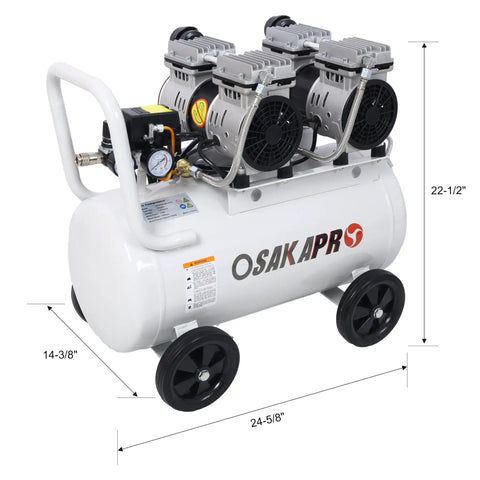 Heavy Duty 2.5 HP Silent Air Compressor With 13 Gallon Tank, Oil-Free Electric Shop Compressor For Nail Guns And Impact Wrenches, Lightweight Portable Design On Wheels With Low 70 Dba Noise Output In Light Gray