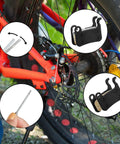 Resin Bicycle Disc Brake Pads Set 4 Pairs For Smooth Quiet Braking Easy Replacement Low Initial Bite Reduced Noise On Road Rides Compatible With Shimano Deore XT XTR LX SLX Alfine Saint, showing installation on a bicycle wheel with close-ups.