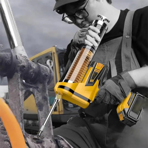 Worker using Electric Grease Gun With Lithium Battery Power For Industrial Machinery Lubrication Rechargeable 15 Battery Cells