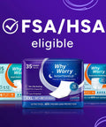 Heavy Duty Overnight Incontinence Bed Pads For Adults, Super Absorbent Leakproof Pee Protection With Lock Down Grip Backing, Next Level Dry Shield For Your Mattress 30 X 36 Inches, 70 Count Pack on display with FSA/HSA eligibility.