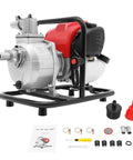 1 Inch Gas Powered Trash Pump With Filter And Funnel, Workhorse 4 Stroke Water Pump for Farm Irrigation, shown with accessories