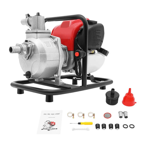 1 Inch Gas Powered Trash Pump With Filter And Funnel, Workhorse 4 Stroke Water Pump for Farm Irrigation, shown with accessories