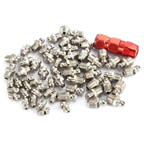 60-piece Metal Grease Fitting Kit Pack Of Replacement Nipples For Mechanical Lubrication Systems on white background