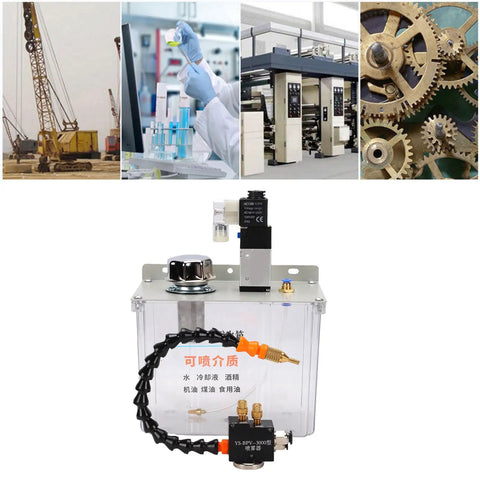 Heavy Duty Machine Tool Coolant Sprayer Featuring A Tough 3L Tank And Quick Solenoid Valve, Flexible Shaft Lubrication Spray Rig with flex shaft and valve.