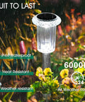 10 Pack Solar Powered Path Lights Waterproof Stainless Steel Stake Lights For Pathway Garden Yard Walkway Driveway Lawn Patio Outdoor Decor Lit Cool White Glow With One Piece Lamp Head And Diamond Look Acrylic Lens under rain in garden setting