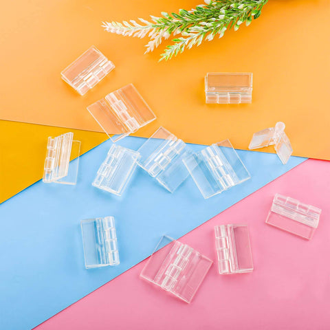 12 Pack Acrylic Clear Self Adhesive Small Hinges 35x30mm Piano Style Hinges for Cabinets Aquarium Lids Furniture Displays