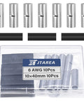 6 Gauge Non Insulated Butt Connectors With Heat Shrink Tubing Pure Copper Wire Splice Kit for Automotive Electrical Crimp Joints