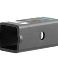 CURT 2-1/2 to 2 inch receiver adapter sleeve, gray metal with square front opening and side pin hole.