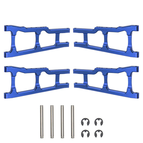 Beefy Aluminum Front And Rear A Arms Suspension Upgrade For Traxxas 1/10 Slash 4x4 4WD Stampede 4x4 RC Car 3655 CNC Machined Replacement Part Blue Heavy Duty Aluminum Alloy