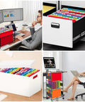 Bigtime Value 12 Pack Hanging File Folders Letter Size Featuring Adjustable Tabs, organized in a modern office setting.