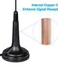 27MHz CB Radio Antenna With PL259 And BNC Male Connectors, Magnetic Base Mount showing internal copper coil for signal reception
