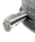 Close-up of gray Storefront Door Pile Weatherstrip 100 ft Roll Tight Seal For High Traffic Doors, 0.450 in pile height, 0.350 in backing width