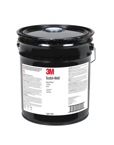 3M Scotch-Weld epoxy adhesive, black 5-gallon pail with label, industrial use, strong bonding for vibration and impact resistance