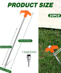 20 Pcs 12 Inch Tent Stakes Screw In Heavy Duty Ground Anchors With Hex Head Driver for Camping Garden Inflatables
