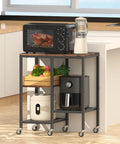 Go To Rolling Kitchen Cart With Wheels 4 Tier Baker Rack Microwave Stand And Coffee Bar Table Small Appliance Storage Shelf