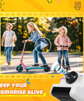 Kids Instant Print Camera With 1080P HD Imaging And No Ink Thermal Printing Includes 3 Rolls Photo Paper And 32GB Memory Card, kids riding scooters