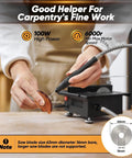 Compact Mini Table Saw For Sharp Wood And Acrylic Cuts Portable Desktop Electric Craft Tool quick blade swaps with 63mm blade in use.