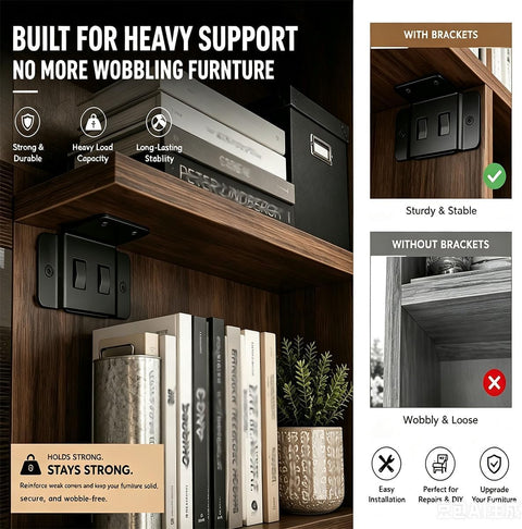 Heavy Duty 8 Pack Furniture Joint Brackets With 2 In 1 Locking Insert And Anti Slip Inserts, corner brace on bookshelf