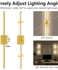 Top Shelf Gold Rechargeable Wall Sconces Pair Wireless Battery Powered LED Wall Light Removable 10000 Mah Power Base For Hallway Or Bedroom Zero Wiring Needed To Really Step Up Your Room Game, showing adjustable 360° lamp tube.
