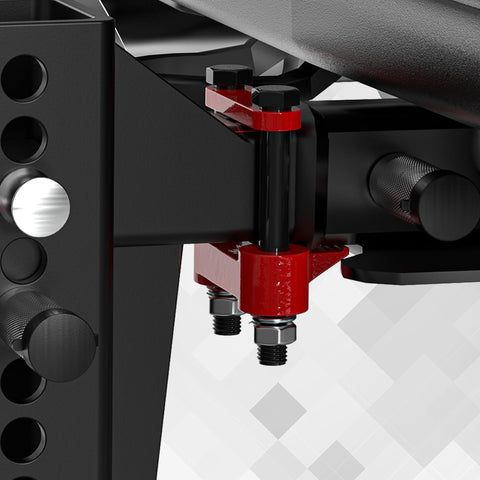 Close-up of adjustable heavy duty tri ball trailer hitch for 2 inch receiver with 4.5 inch rise and drop component view