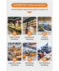 Heavy Duty Side Loading Electric Forklift With 5000 Lb Capacity And Quick Charge Lithium Ion Battery in various handling applications.