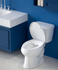Elongated Bidet Toilet Seat With Adjustable Water Pressure Self Cleaning Nozzles Slow Close Lid in modern bathroom setting.
