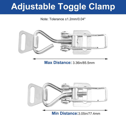 Beefy Heavy Duty Stainless Steel Toggle Clamp With Adjustable Security Hasp 77 To 85 Millimeters And 3 To 3 And A Third Inch Size