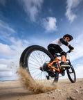 Child riding 24 Inch Kids Mountain Bike With Front Suspension Fork 6 Speed Gears Built To Last Steel Frame Ergonomic Foam Saddle Off Road Ready