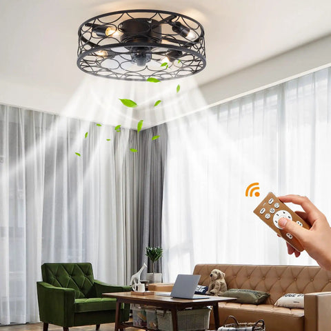 ALSKXaxna Ceiling Fan with Light 30W 3 Blades Pure Copper Motor for Bedroom, remote control in hand, modern decor