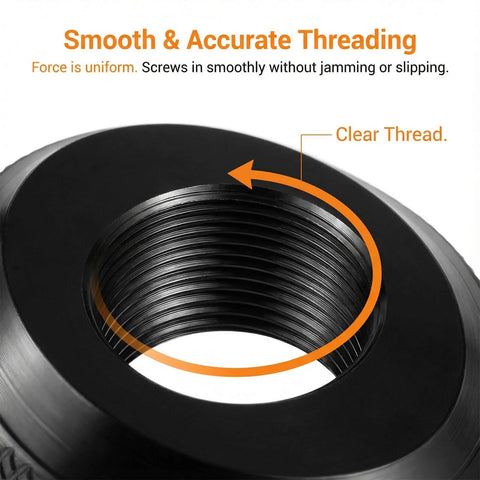 Close-up of smooth threading on Five Pack Thumb Nuts 1/4-20 Female Screws With Knurled Wheel Lock Nuts And Wing Nuts.
