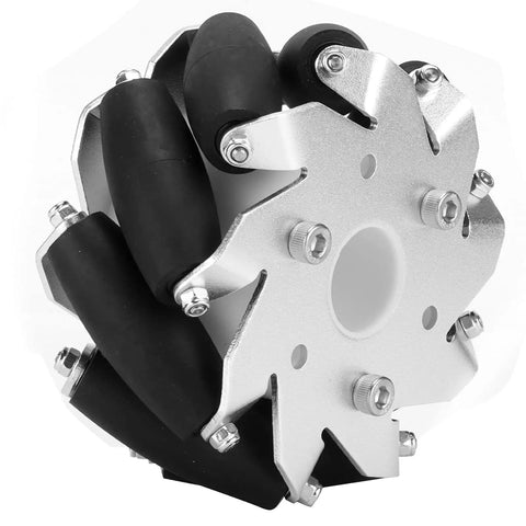 Four 100mm Steel Mecanum Wheels Set For RC Robots with nine rubber rollers and aluminum alloy chassis drive wheels