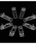 30 Piece Cabinet Shelf Clips Set Plastic Support Pegs Transparent Holder Pins arranged in circle