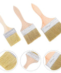 Wood Handle Paint Brush Set, 3 Pack Flat Stain Brushes For Furniture And Wood, Multi Size 2.5 Inch, 3 Inch, 4 Inch
