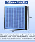 Activated Carbon Cabin Air Filter With HEPA For Lexus Vehicles showing product dimensions, designed for RX Series NX GS IS LS LX 2010-2020.