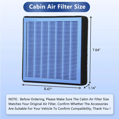 Activated Carbon Cabin Air Filter With HEPA For Lexus Vehicles showing product dimensions, designed for RX Series NX GS IS LS LX 2010-2020.