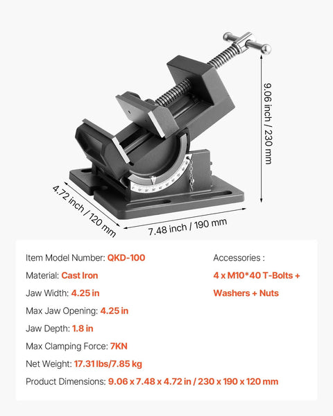 Tilting Woodworking Vise With 4.25 Inch Jaw 0To90 Degree Tilt Beefy Cast Iron Bench Vise For Benchtops Or Drill Presses