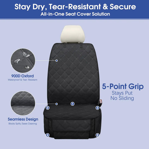 Heavy Duty Front Seat Cover For Dogs With Side Flaps Waterproof 900D Protector For Cars SUVs Trucks And Minivans