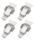 Four Pack Stainless Steel Spring Loaded Draw Latches With Double Action Clip Hasps For Toolboxes Suitcases Storage Boxes And Wooden Cabinets Rust Resistant Silver S 58x36mm And L 74x47mm