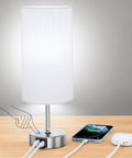 Touch Control Desk Lamp With 3 Way Dimming, 12.8 Inch Bedside Nightstand Light, 2 USB Ports, Modern Table Lamp With LED Bulb