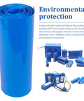 Blue PVC Battery Wrap Heat Shrink Tube For 18650 21700 26650 Lithium Cells And DIY Battery Packs Flat Width 3.9in 100mm Length 9.9ft 3m heavy-duty wrap roll with battery packs