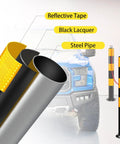 Rock Hard Steel Bollards 37 Inch With Glowing Reflective Tape showcasing steel pipes and reflective tape for vehicle separation.