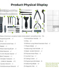 Creality 3D Printer Tool Kit 74-Piece front view with assorted pliers, tweezers, blades and screwdrivers