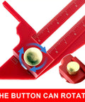 Precision ABS Aluminum Alloy Height Gauge For Woodworking Projects With Sturdy Construction Preventing Deformation And Dings Plus Easy To Read Accurate Measurements Up To Plus Or Minus Zero Point One Centimeters For Pros showing adjustable rotating button detail.